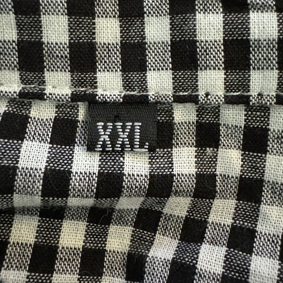 Amazon XXL 2X Top Shirt Black Check Button Down Long Sleeve Collared Cotton - Picture 3 of 7